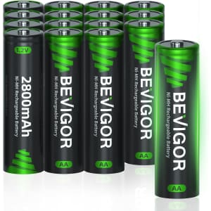 Bevigor AA 2,800mAh Rechargeable Batteries 16-Pack: $9.89