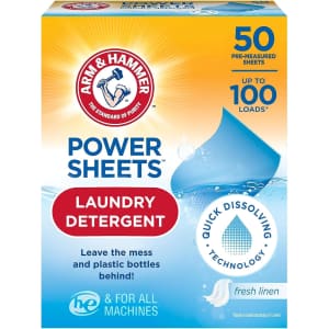 Arm & Hammer Power Sheets Laundry Detergent 50-count: $11 w/ subscribe and save Arm & Hammer Power Sheets Laundry Detergent 50-count: $11 w/ subscribe and save