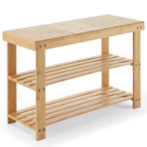 Bestier 3-Tier Bamboo Shoe Rack Bench: $36