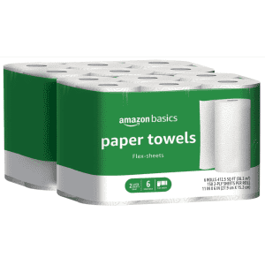 Amazon Basics 2-Ply Flex-Sheets Paper Towels 12 Basic Rolls: $18 via Subscribe & Save