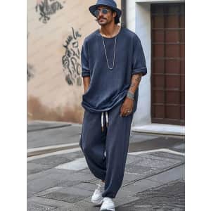 Men's Relaxed Fit Pant and Shirt Set: $30