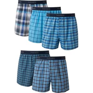 Hanes Men's Tagless Boxers 5-Pack: $15