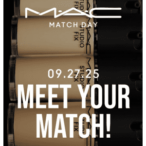 MAC Cosmetics Match Day: Get a free travel-size foundation in store