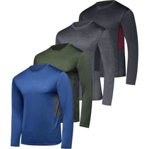 Real Essentials Men's Dry-Fit Moisture Wicking UPF 50+ Shirt 4-Pack: $30