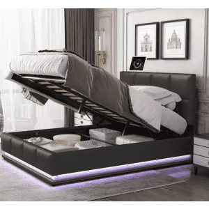Harper & Bright Designs Queen Platform Bed with Hydraulic Storage: $291