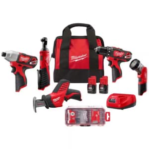 Milwaukee M12 12V Lithium-Ion Cordless 5-Tool Combo Kit: $209 Milwaukee M12 12V Lithium-Ion Cordless 5-Tool Combo Kit: $209