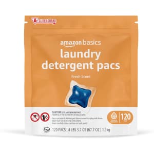 Amazon Basics Laundry Detergent Pacs 120-Count Pouch: $12.23