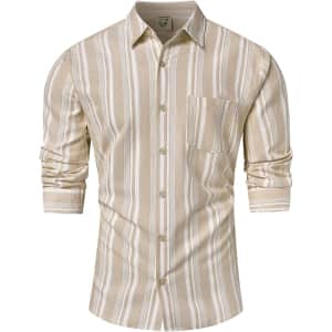 Hardaddy Men's Vertical Striped Dress Shirt: From $9.39