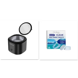 43KHz Ultrasonic Denture Cleaner + 12-Count Cleaning Tablets Bundle: $57.33