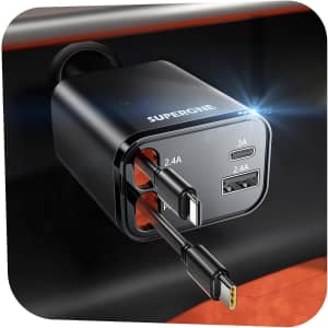 Superone 4-in-1 Retractable Car Charger: $10.39 in cart