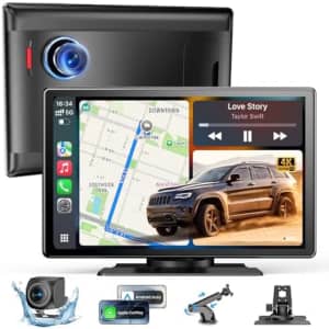 WonVon 9" Wireless CarPlay Screen w/ Front & Rear Dash Cam: $63 w/ Prime