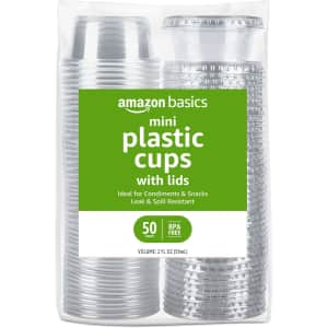 Amazon Basics 50-Count 2-oz. Disposable Plastic To-Go Cups and Lids: $3.13 via Subscribe & Save w/ Prime