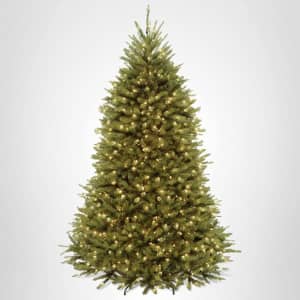 National Tree Company 7.5-Foot Dunhill Fir Pre-Lit Artificial Christmas Tree w/ Stand: $149.99