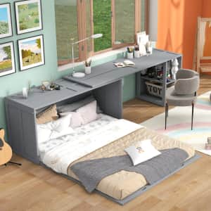 Euroco Queen-Size Murphy Bed w/ Rotable Desk: $420