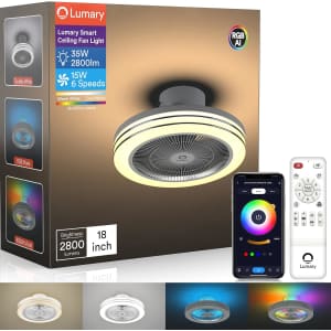 Lumary Smart WiFi & Bluetooth Ceiling Fan Light: $119.99