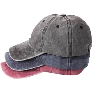 Washed Plain Baseball Cap 3-Pack: $12 Washed Plain Baseball Cap 3-Pack: $12