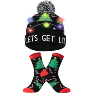 Light Up Christmas Beanie + Novelty Socks: $13 w/ Prime