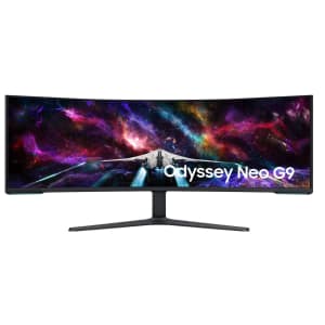 Samsung Odyssey Neo G9 57" 4K HDR 240Hz Curved FreeSync Quantum Mini-LED Gaming Monitor + free 27" Odyssey G3 Monitor: $2,500 Samsung Odyssey Neo G9 57" 4K HDR 240Hz Curved FreeSync Quantum Mini-LED Gaming Monitor + free 27" Odyssey G3 Monitor: $2,500