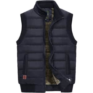 VtuAOL Men's Fleece Stand Collar Padded Vest: From $13