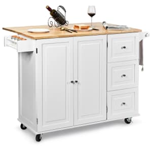 Gymax Drop-Leaf Kitchen Island Trolley Cart w/ Spice Rack: $269.99