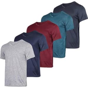 Real Essentials Men's V-Neck Dry-Fit Performance T-Shirt 5-Pack: $28