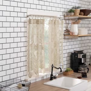 58" x 24" Sheer Rod Pocket Kitchen Curtain Tier Pair: $2.79