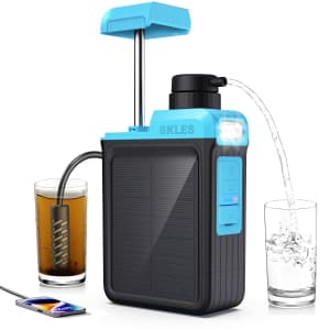 3-in-1 Solar Electric Water Filter w/ Hand Pump: $66.08