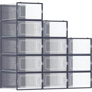 Songmics Shoe Storage Boxes 12-Pack: $20 w/ Prime