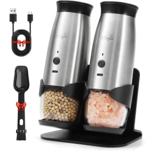 Hetcogiz Rechargeable Electric Salt and Pepper Grinder Set: $19.98