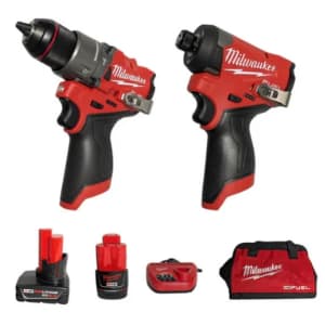 Milwaukee M12 Fuel 12V Brushless Hammer Drill / Impact Driver 2-Tool Combo Kit: $170