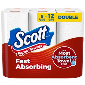 Scott Paper Towel Double Roll 6-Pack: $6.50 via Sub & Save Scott Paper Towel Double Roll 6-Pack: $6.50 via Sub & Save