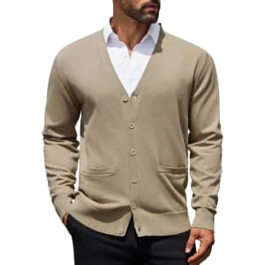 Coofandy Men's V-Neck Cardigan: $12.49
