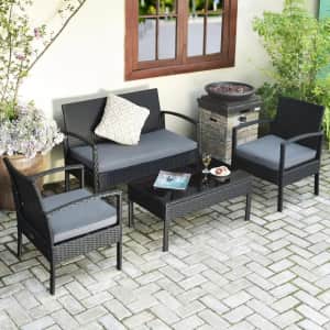 4-Piece Wicker Patio Conversation Set: $124