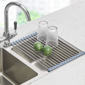 Seropy 17.5" x 11.8" Stainless Steel Roll-Up Dish Drying Rack: $6.64 w/ Prime