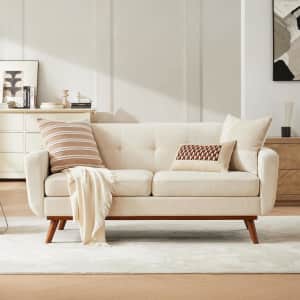 Kingfun 65.2" W Loveseat Sofa, Beige: $211.01