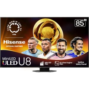 Hisense 85U8QG 85" U8 Mini-LED 4K Smart TV: $2,197.99