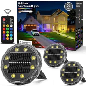 Solar Ground Lights with Remote Control 3-Pack: $9.99 w/ Prime