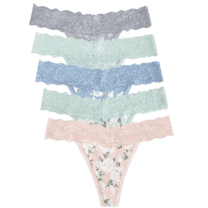 Voenxe Women's Seamless Lace Thong 5-Pack: $8.39
