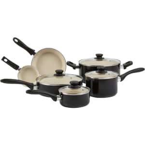 Amazon Basics 11-Piece Ceramic Non-Stick Pots and Pans Set: $50 w/ Prime