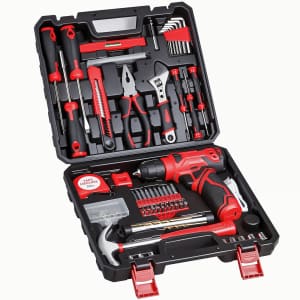 Cordless 8V Drill 132-Piece Home Tool Set: $43.69