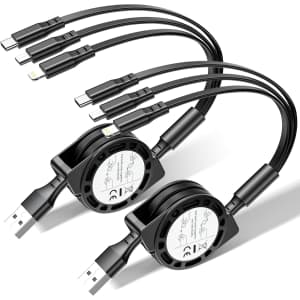 3-in-1 Retractable Charging Cable 2-Pack: $6.49
