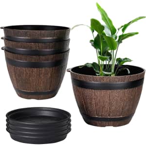 7.6" Whiskey Barrel Planter 4-Pack: $15