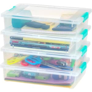 IRIS USA 6-Quart Plastic Storage Bins with Lids 4 Pack: $20
