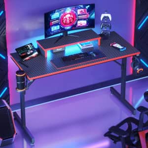 Bestier 42" Computer Gaming Desk w/ LED Lights: From $60