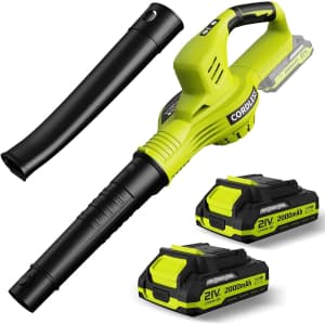 21V Cordless Leaf Blower with Charger and Two Batteries: $63