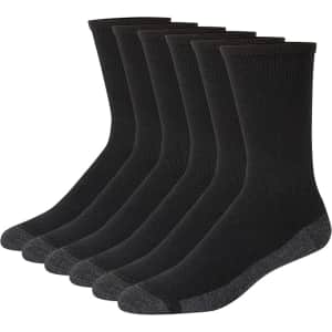 Hanes Men's Max Cushioned Crew Socks 6-Pack: $6.51