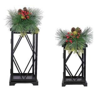 Holiday Living 28" & 20" Black Metal Lanterns Decoration: $20 Holiday Living 28" & 20" Black Metal Lanterns Decoration: $20