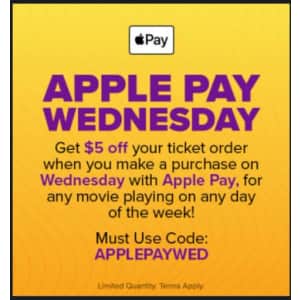 Fandango Ticket Orders: $5 off w/ Apple Pay on Wednesdays