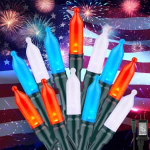 33-Foot 100-LED Red White Blue Mini String Lights: $4.49 33-Foot 100-LED Red White Blue Mini String Lights: $4.49