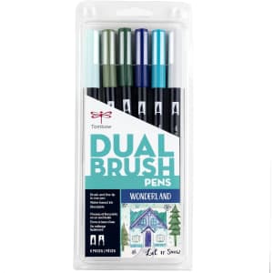 Tombow Dual Brush Pen Art Markers 6-Pack: $12